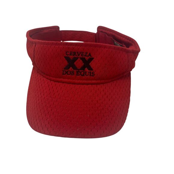 Cerveza Dos Equis Visor Hat Mens One Size Adjustable Promo Beer Logo Mesh Red - Picture 5 of 7